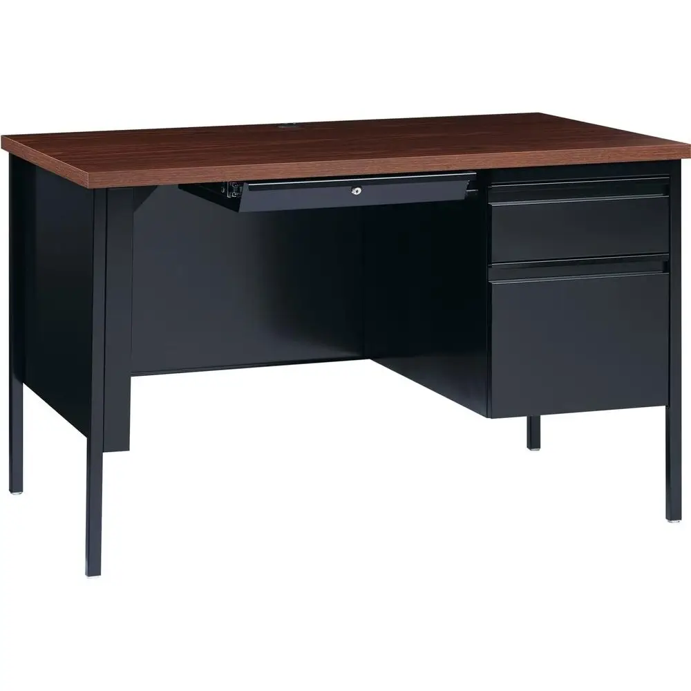 

48 x 30 Black Walnut Single Pedestal Desk, 29.5 Height