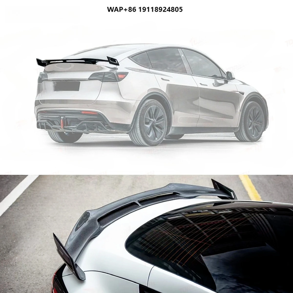 

2019-2024 Model Y Sport Spoiler AE Style Carbon Fiber Polished Finish 3M Tape Installation Rear Wing Car Spoilers
