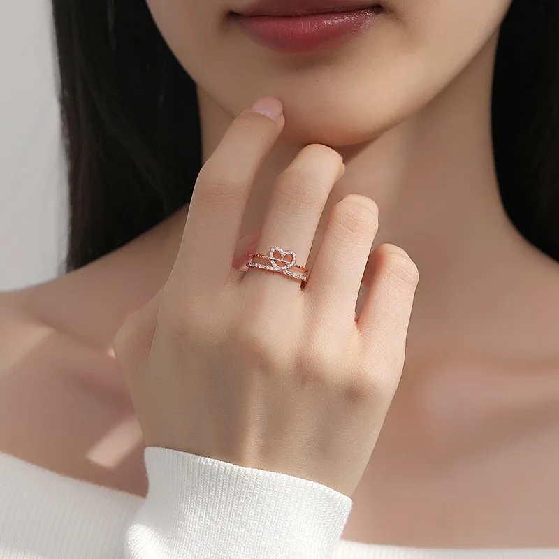 

Hot-selling love peach heart ring simple romantic fashion women's hand jewelry