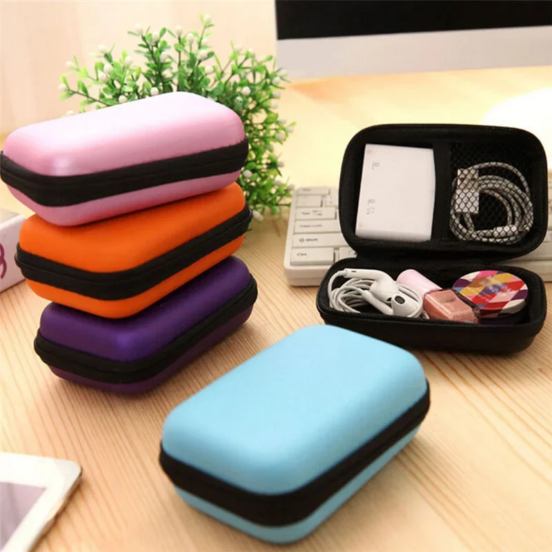 Mini Rits Harde Hoofdtelefoon Case PU Lederen Oortelefoon Opbergtas Beschermhoes USB Kabel Oordopjes Pouch Box Oortelefoon Case