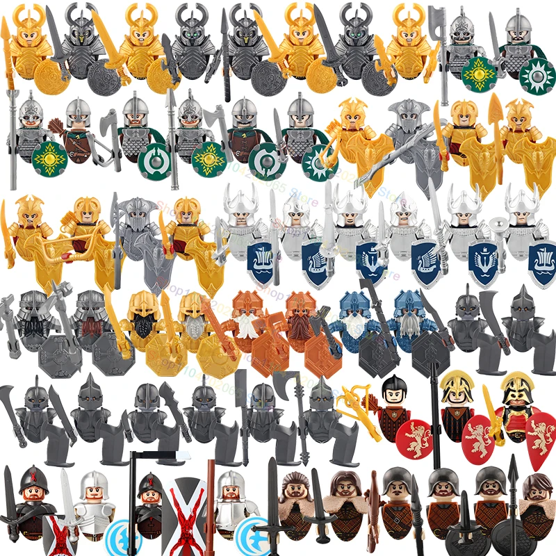 

Medieval Knights Asgard Figures Warrior Accessories Armor Helmets Building Block Educational Toys For Children gifts BR882