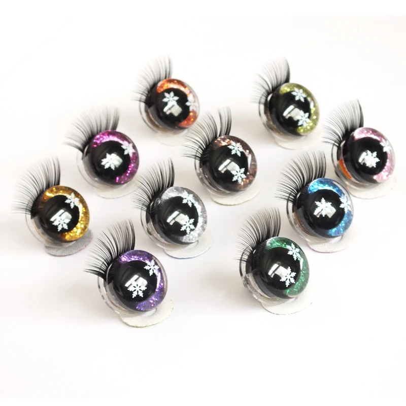 Christmas snowflake style 20sets 12/14/16/18/20/25/30mm Safety eyes with eyelashes-flashing eyes Plastic safety eyes