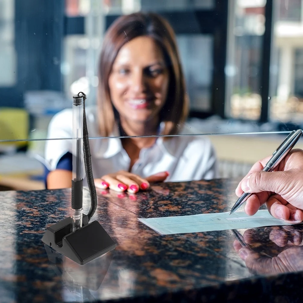 4 Pcs Black Pens Taichung Anti-theft Security Counter Desktop Penholder Office Accessories with Stand