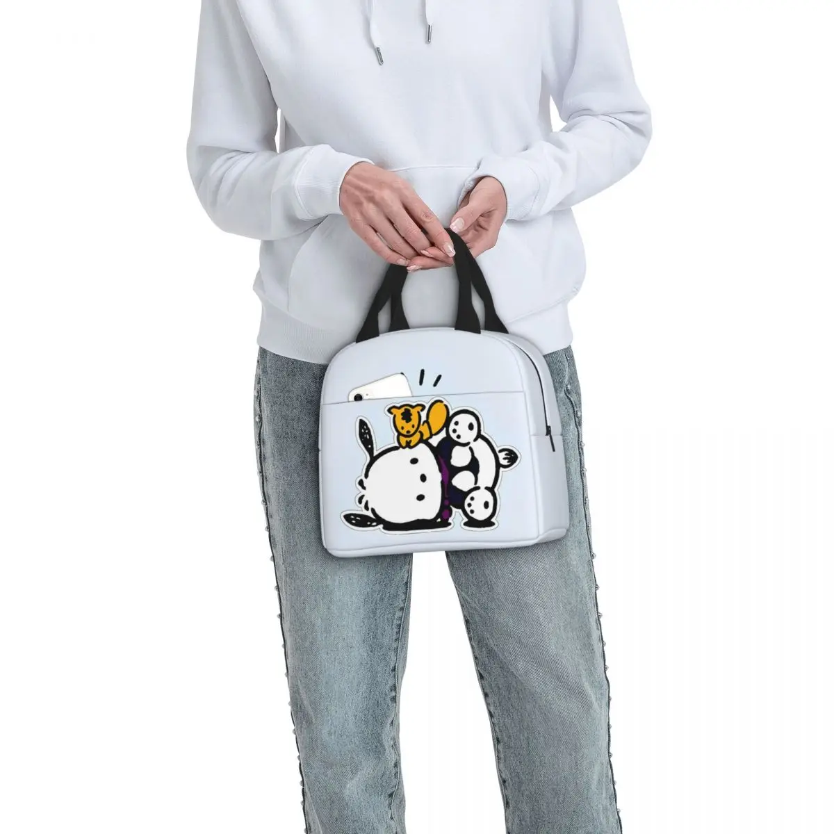 Pochacco Kawaii isolierte Lunch pakete auslaufs ichere Cartoon Mahlzeit Behälter Thermo beutel Lunchbox Tote Arbeit Outdoor Food Bag