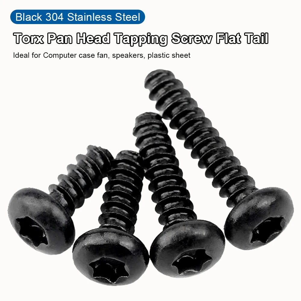 Torx Pan Head Flat Tail Self Tapping Screws M2 M2.3 M2.6 M3 M3.5 M4 M4.2 M5 Black Stainless Steel Star Drive Round Head Screws