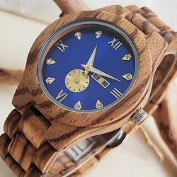 Relojes de pulsera de madera para mujer, relojes de pulsera de cuarzo a la moda de lujo para mujer, reloj luminoso con fecha y semana, regalo para novia