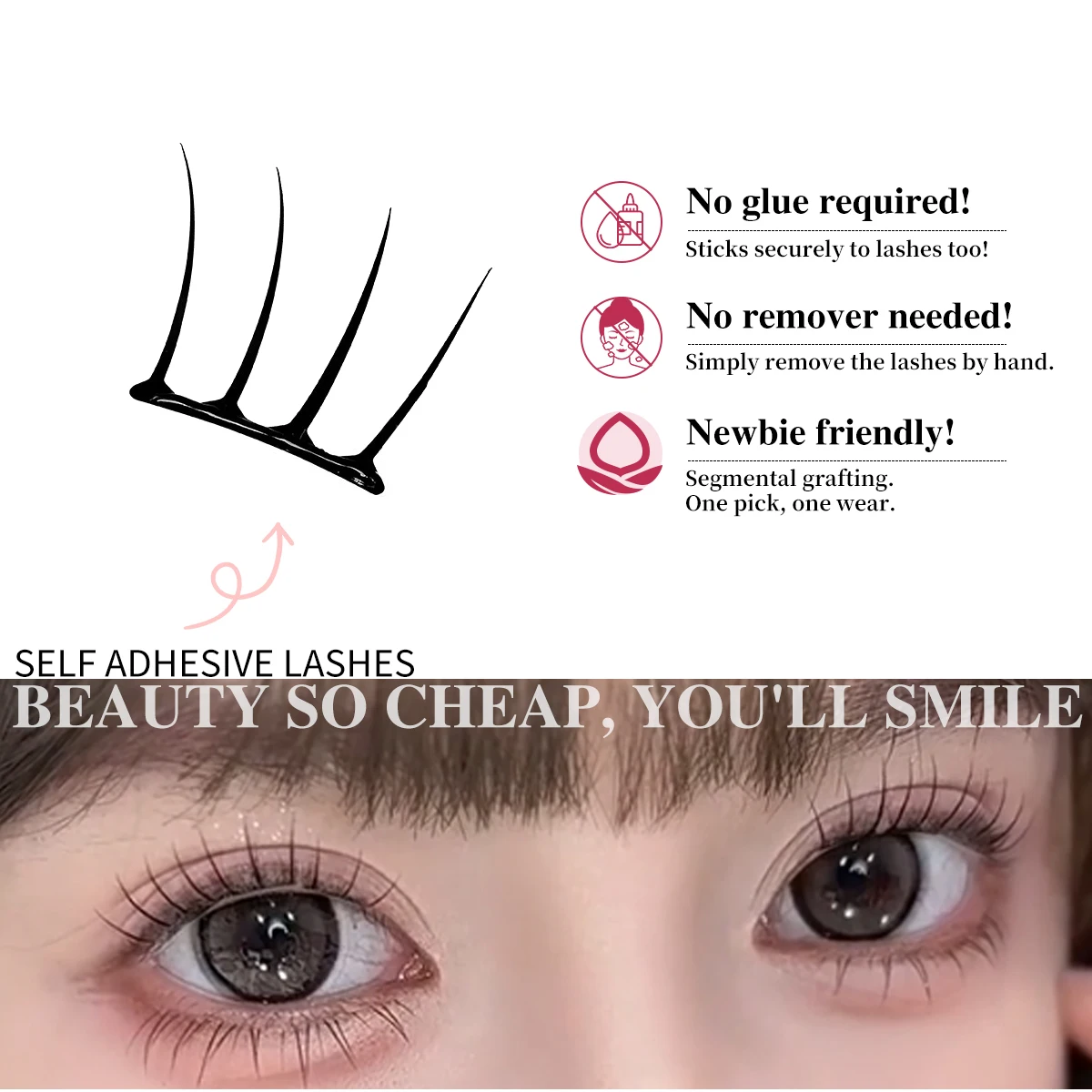 36 pestañas postizas de hadas en racimo, sin necesidad de pegamento, 10-13mm, grupos de pestañas unidas por calor, pestañas individuales naturales suaves y esponjosas