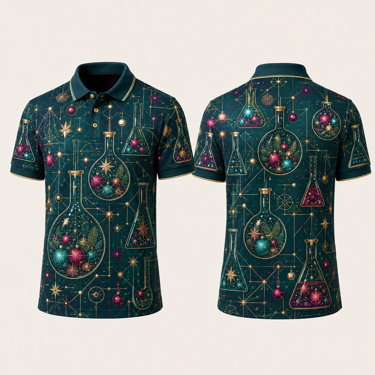 Christmas 3D Print Polo Shirt Vintage Academy Style Plaid Snowflake Short Sleeve Unisex Holiday Gift Casual Top