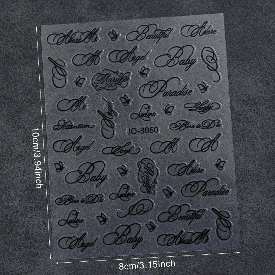 Buchstaben-Nagelaufkleber im Y2K Gothic-Stil, schräg gestaltetes englisches Design, goldene, silberne, schwarze, weiße Nagelaufkleber, DIY-Nageldekor – Detail 7