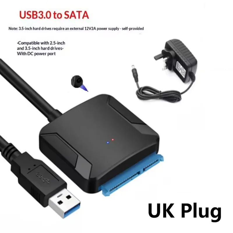 SATA to USB 3.0 Adapter Convert Cable for 3.5/2.5 Inch SSD HDD SATA III Hard Drive Disk Converter Support UASP 12V Power Adapter view 4