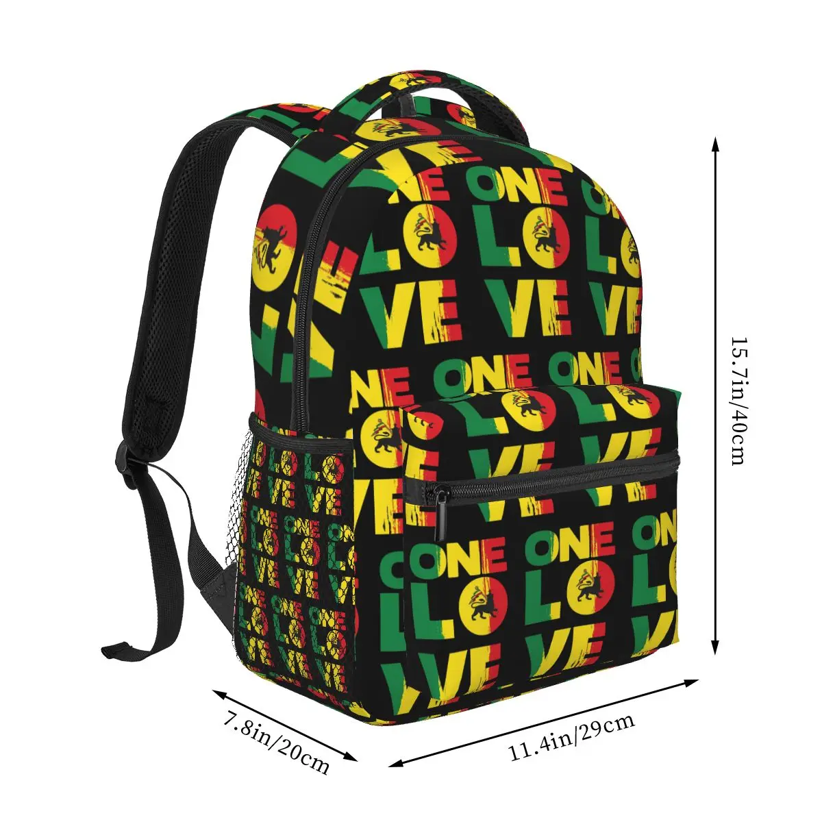 One Love Jamaica Rastafari Rasta Judah Lion Flag Reggae Backpack Student Boys Girls BookBag School Bag Computer Shoulder Bags