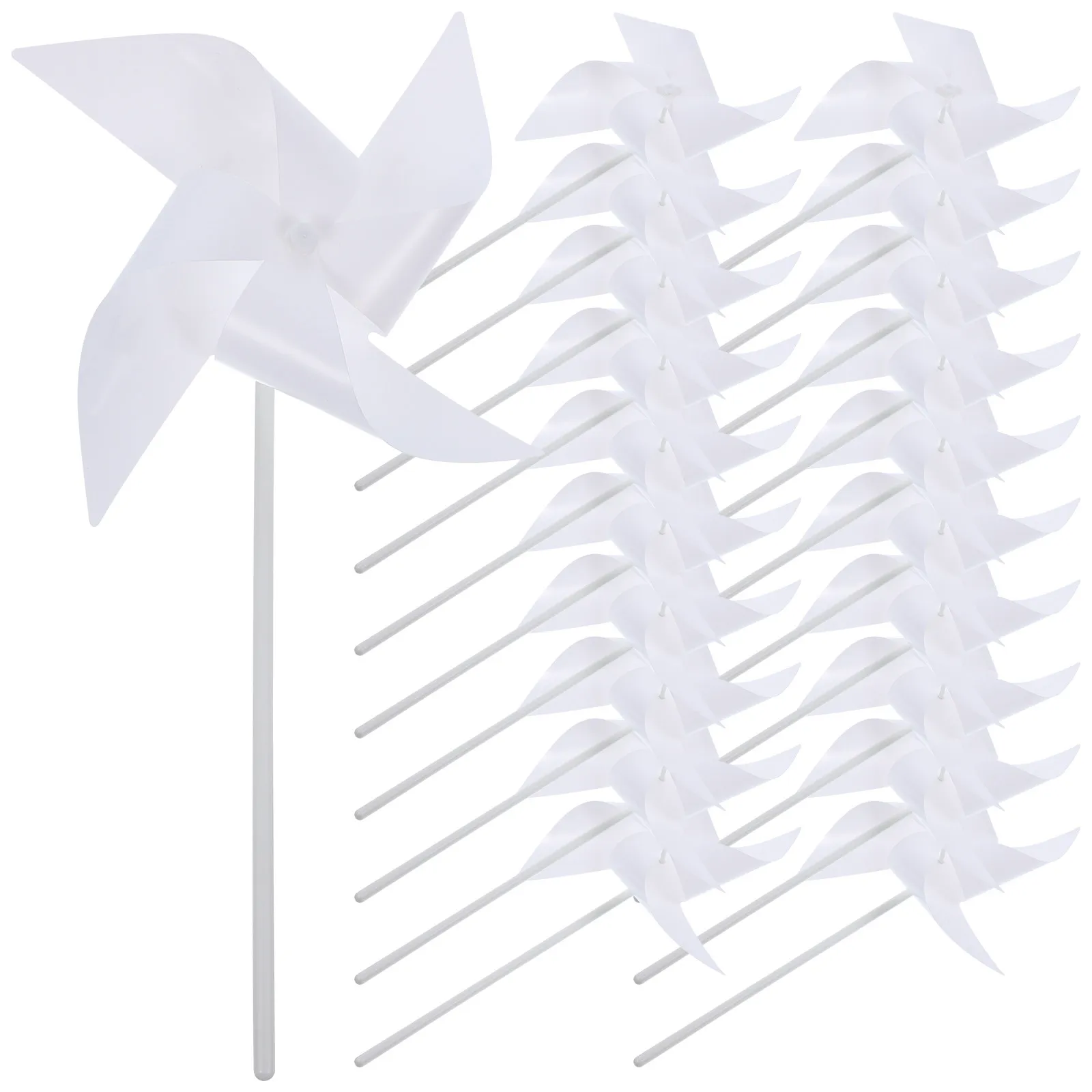 

24Pcs White Pinwheels DIY Painting Kids Plastic Windmills for Creativity Cognition Hand Eye Coordination Pinwheels for Kids