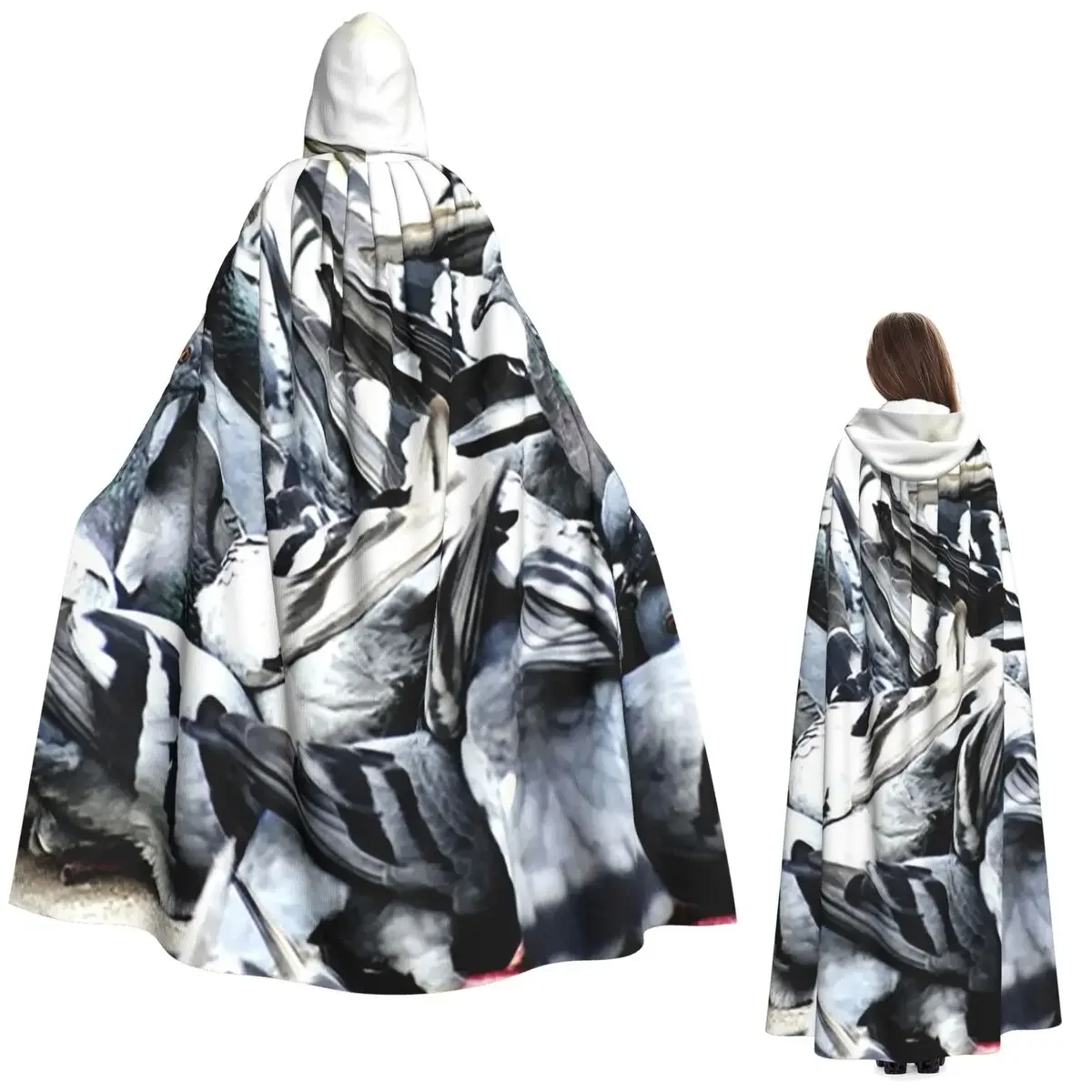 

A Group Of Pigeons Long Hooded Cloak Witch Medieval Costume Cosplay Cape Adult Unisex