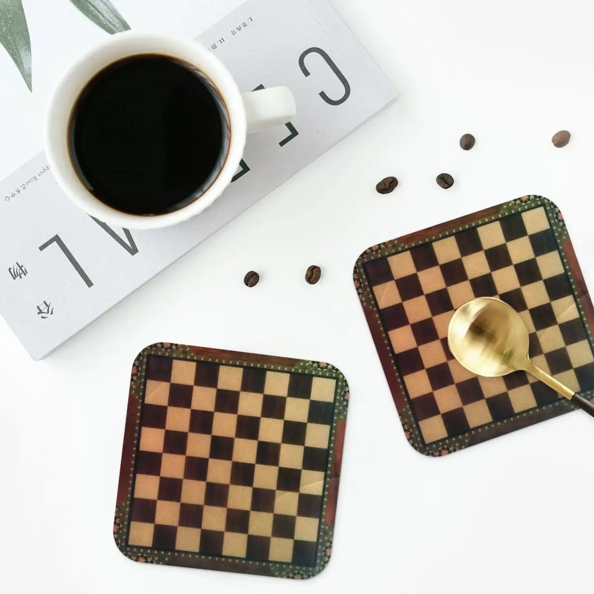 Vintage Chess Board Coasters Heat Resistant Mat Table Decoration & Accessories Mat Kitchen Dining Table Mat Napkins Coffee Mat