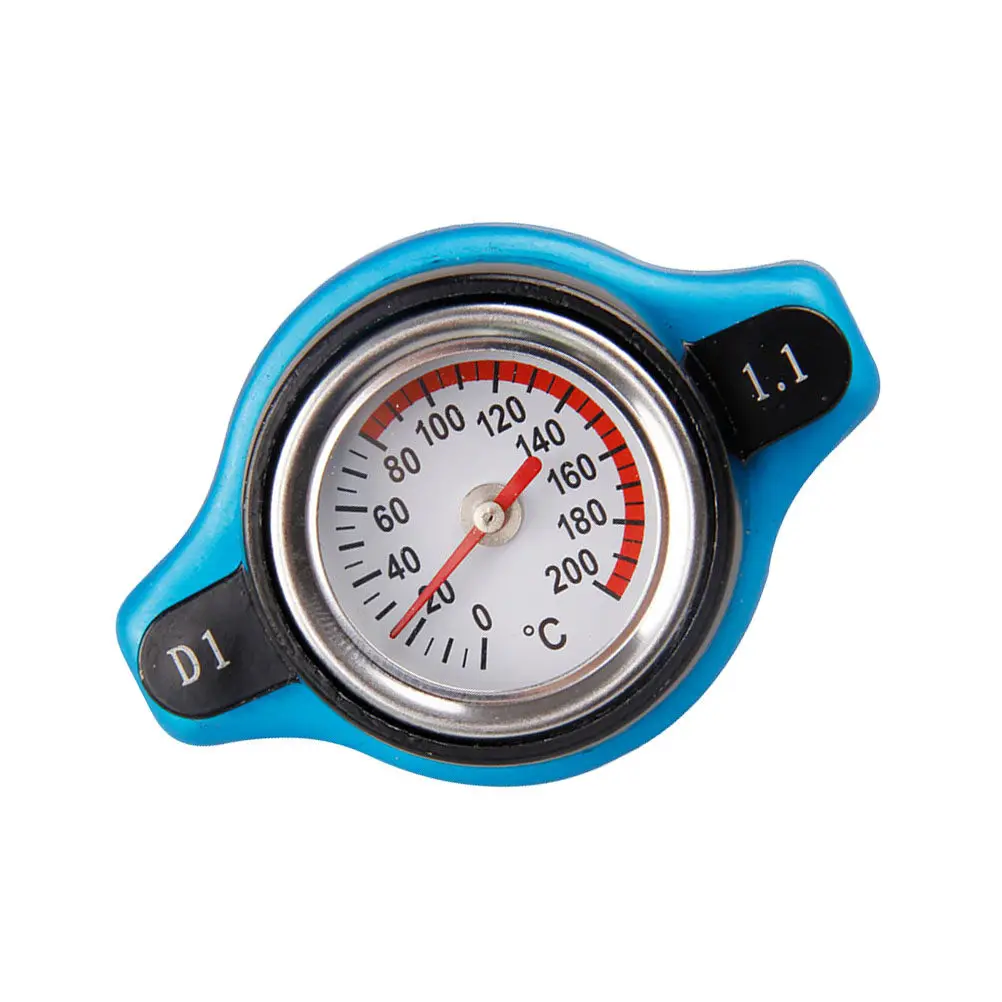 Radiator Tank Cover 1.1 Bar Water Temperature Gauge Thermostatic Cap Clear Dial Thermometer for Car Cooling System