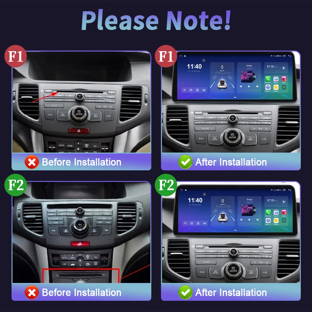 For Honda Accord 8 Europe Spirior 2009-2013 Car Radio Multimedia Navigation GPS Wireless Android 14 BT CarPlay 12.3inch Screen