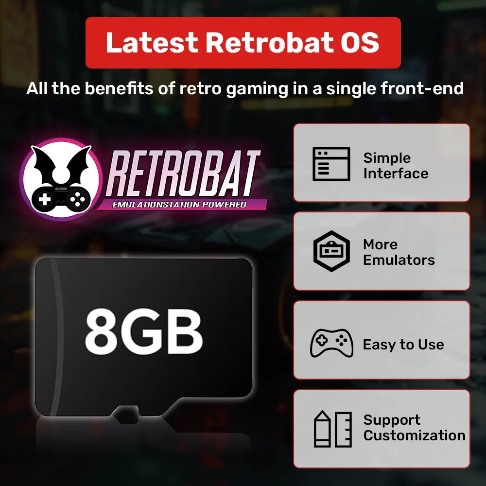 JMachen 8GB Game TF Card Latest Retrobat System for ROG ALLY/Onexplayer/Ayaneo/Wins PC/Handhelds Built-in 3170 Retro&PC Games