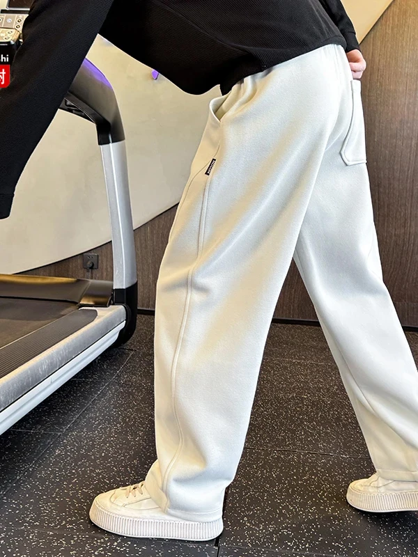 

Мужские повседневные брюки прямого кроя Kazuki Kuraii, весенне-осенние свободные спортивные штаны, зимние универсальные длинные брюки с флисовой подкладкой