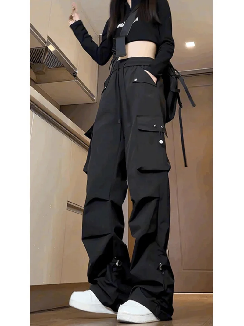 Cargo Pants Womens Navy Four-season Canvas Polyester Spliced Climbing Functional Mountaineering Quick-drying Breathable Oversize