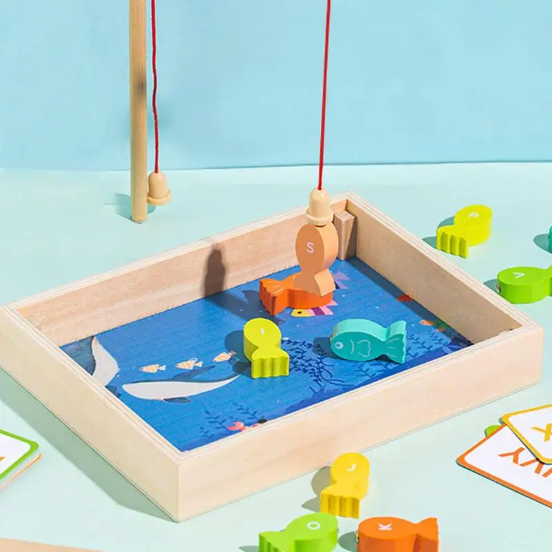 Wooden Fishing Toy with Numbers for Kids, Habilidades Motoras Finas, Cor e Forma, Classificador, Número, Classificando Puzzle, Educacional