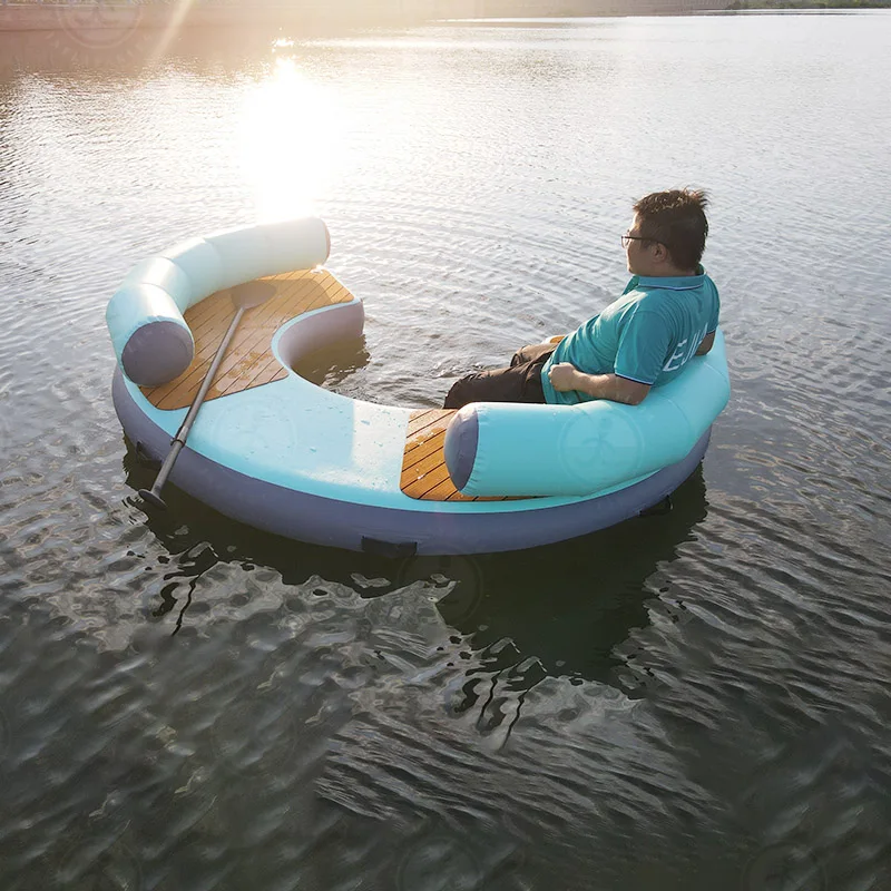 Leisure Inflatable Float Dock 15cm 20cm Thickness Dwf Fabric Water Floating Island Inflatable Water Platform Dock