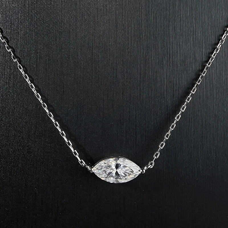 

Marquise Cut 1-3CT Zircon or Moissanite Necklace for Women Gemstone Lab Diamond Pendant 925 Sterling Silver Plated 14K Gold