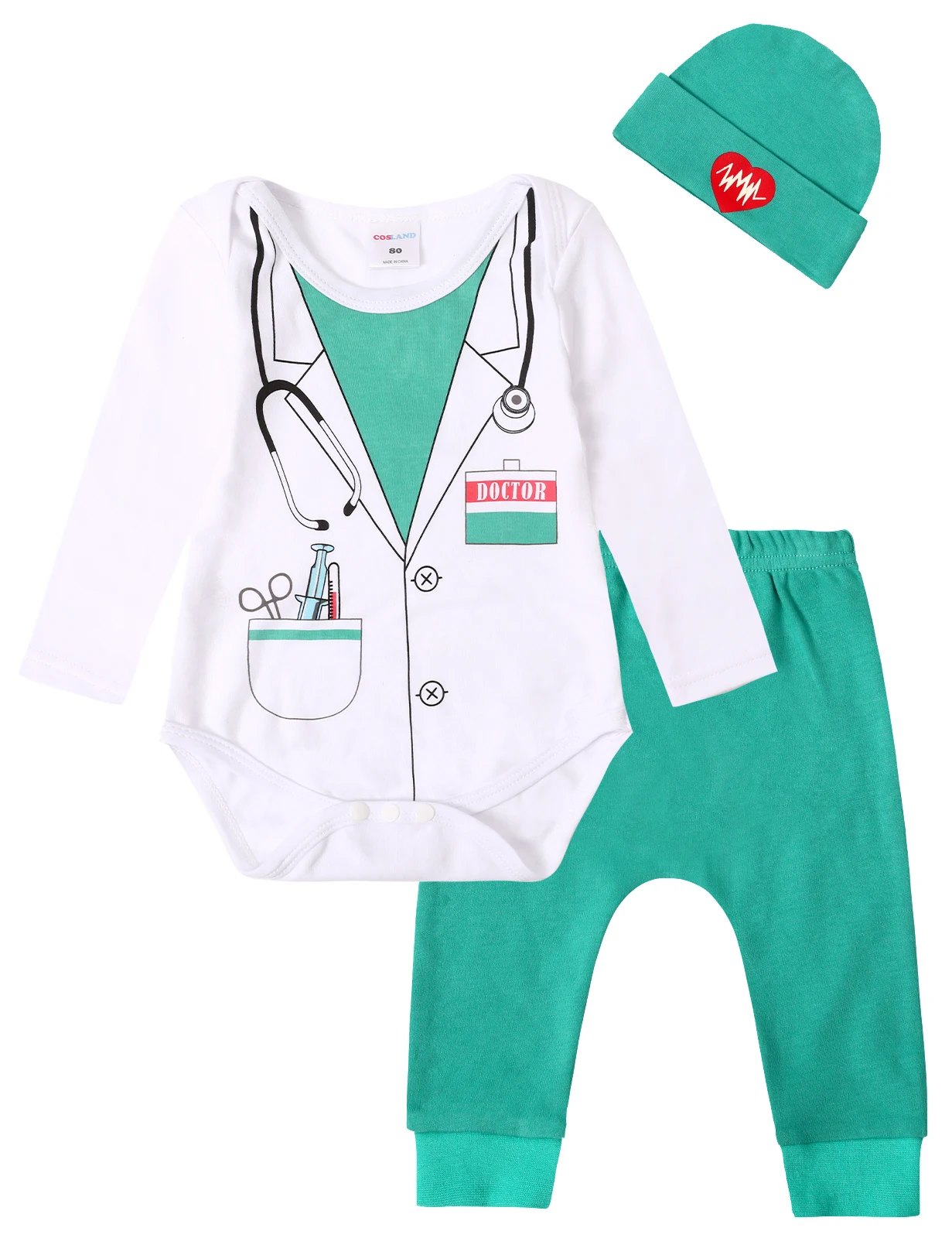 Baby Doctor Costume Infant Girls Boys Pilot Police Cosplay Clothes Set Newborn Firefighter Photography Prop Halloween Outfit