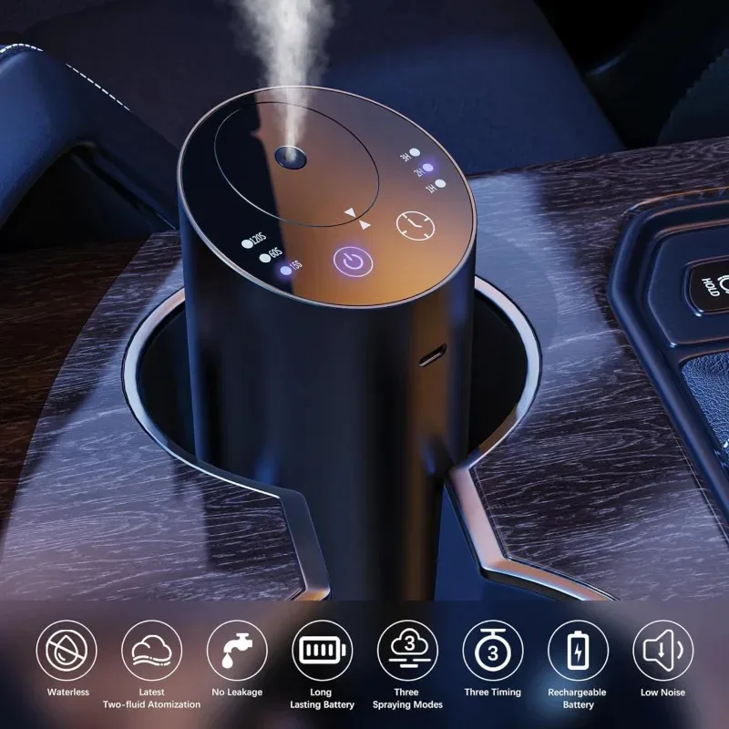 Waterless Esential Oil Aromatherapy Diffuser Car Diffuser Super Quiet Cordless Battery Operated No Leakage for Car Home Office