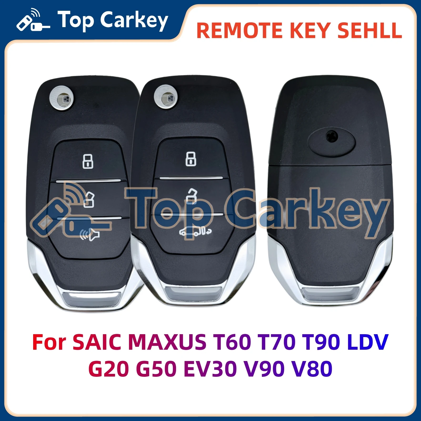 TopCarkey Replacement Flip Remote Key Shell Fob Housing Case for SAIC MAXUS T60 T70 T90 LDV G20 G50 EV30 V90 V80