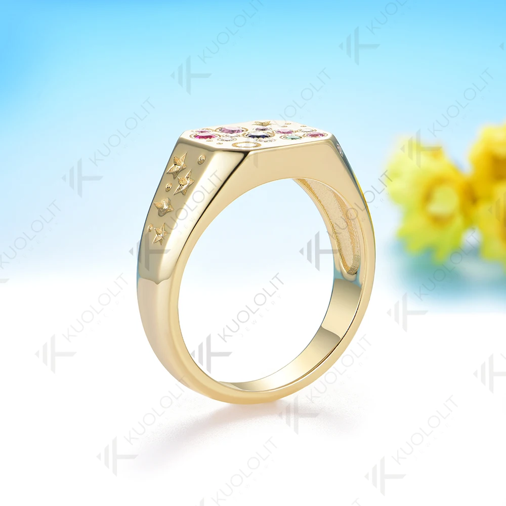 Kuololit 0.21CTW مختبر نمت الوردي الياقوت أحجار كريمة من الزمرد الدائري للنساء الصلبة 14K 10K 585 الذهب الأصفر لحفلة هدايا عيد الميلاد #5