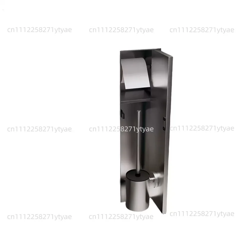 Stainless steel embedded toilet brush  tissue box layered rack