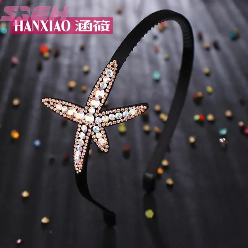 Simple and versatile crystal diamond headband starfish Korean version with toothed anti-skid headband hair accessories hairpin