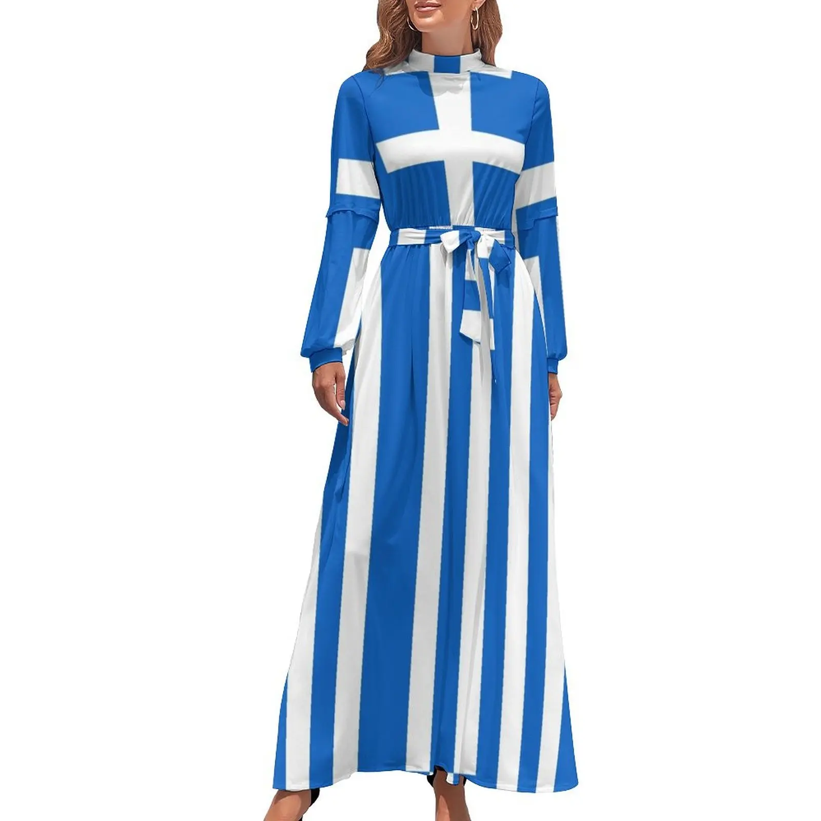 

Greek flag Long Dress dress women elegant luxury elegant evening dresses for women 2024 dresses with long sleeves