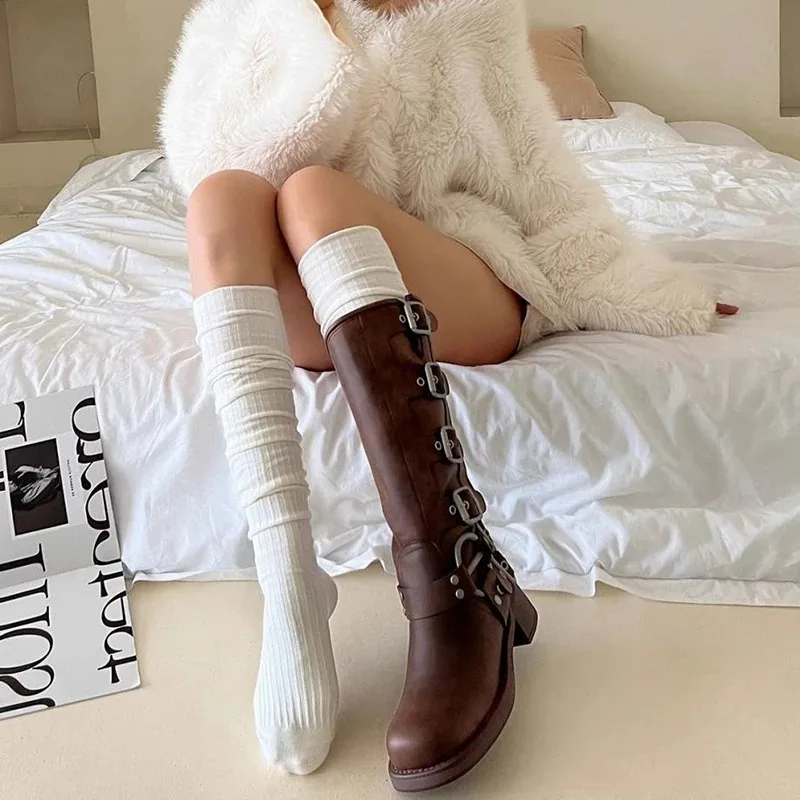Frühling Knielange Strümpfe für Frauen Weiße Florsocken Mode Mädchen JK Schlankheitsstiefel Socke Japanische Wadensocken Baumwollschuhe – Detail 4