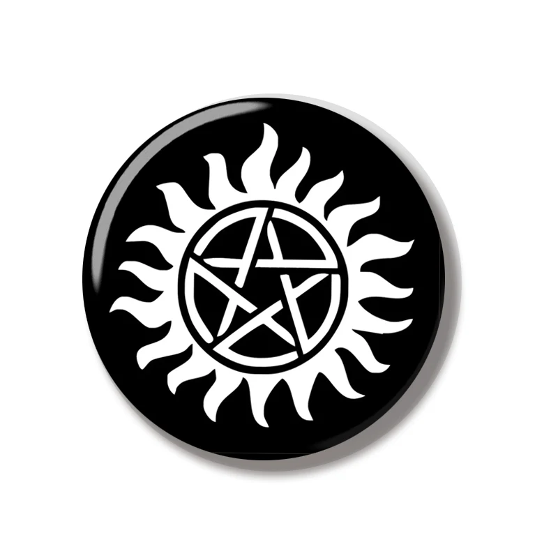 44MM TV Show Supernatural Symbols Pin Soft Button Jewelry Creative Badge Cartoon Brooch Lapel Pin Bag Backpack Hat Decoration