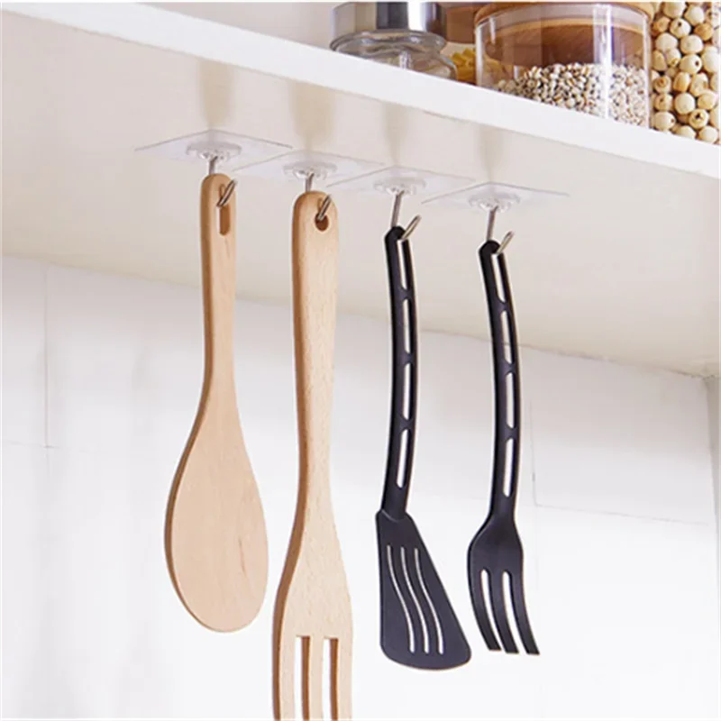10/50/100pcs Strong Self Adhesive Hooks Key Storage Hanger Transparent Stainless Steel for Wall Door - view 4