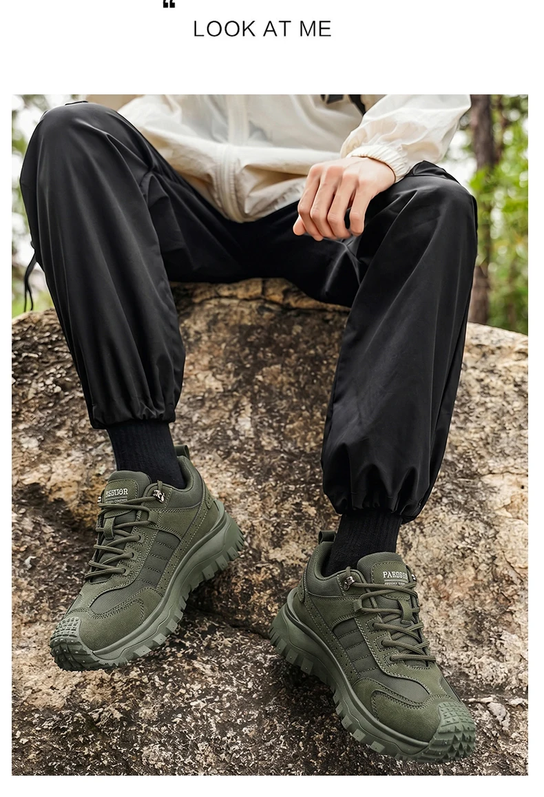 Modische und bequeme Herren-Wanderschuhe mit niedrigem Schnitt, rutschfesten und verschleißfesten gezackten Sohlen, ausgezeichnetem Grip, komfortablem Futter, geeignet für Sport und Freizeit, ideal für Outdoor-Wanderungen, Bergsteigen und Camping. – Detail 9