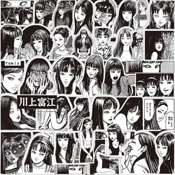 Pegatinas de dibujos animados de Anime de terror oscuro, Tomie Kawakami Girl, Tomie Junji Ito, Manga, calcomanías de Graffiti para maleta, portátil y coche, 10/30/70 piezas