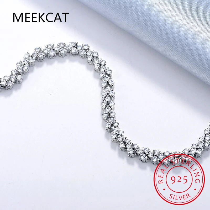 1.5mm Real Moissanite Tennis Bracelet for Women 925 Sterling Sliver 18k White Gold Plated Moissanite Diamond Bracelets Jewelry