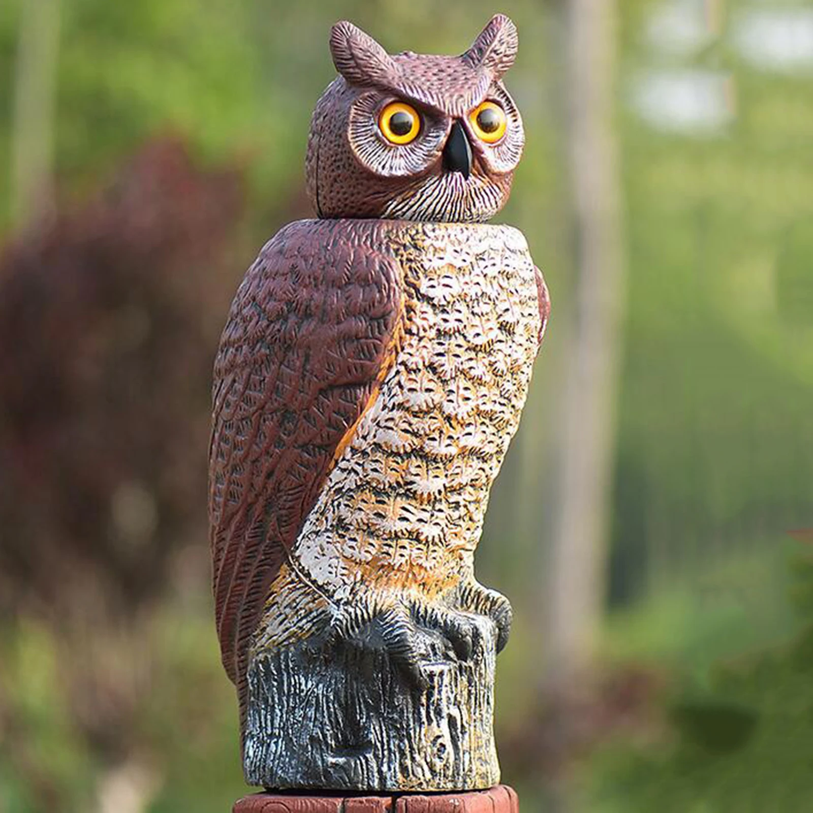 

Rotating Head Owl Decoy Statue Bird scare people Garden