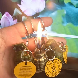 Personalized Grenade Model Lighter Metal Butane Gas Grinding Wheel Open Flame Lighter Cigarette Accessories Texture Small Gift