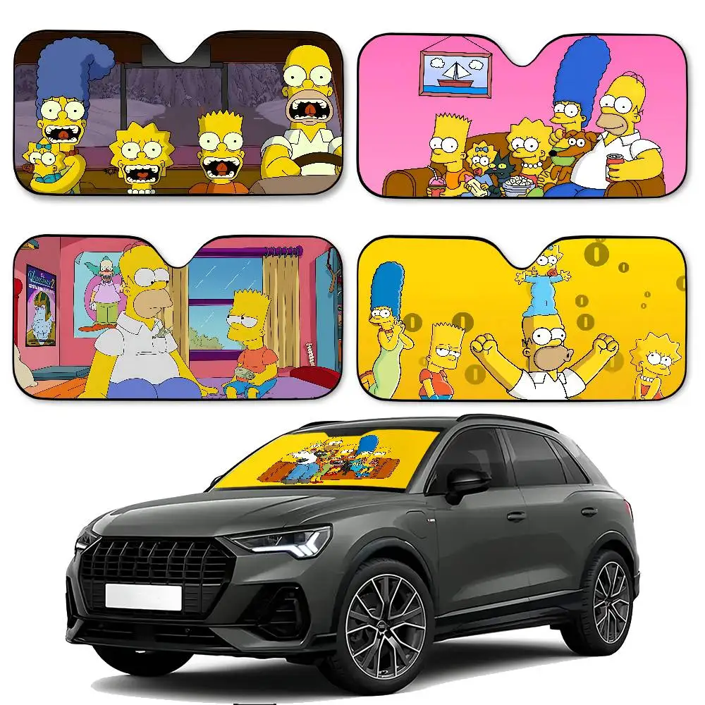 

Funny The A-SimpsonsS Car Sunshade Curtains Sun Shade Sunshade Seat Cover Off-Road Truck Accessory Set Retro Steering SUV Gifts