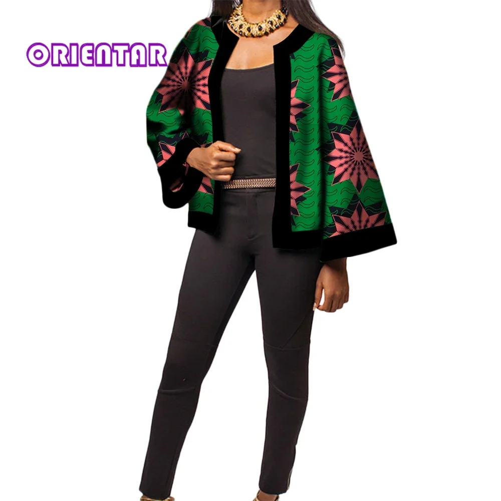 

African Outfit For women Casual Long Sleeve Coat Retro Pattern Print Coats Streetwear Female African Tops Outwears WY063