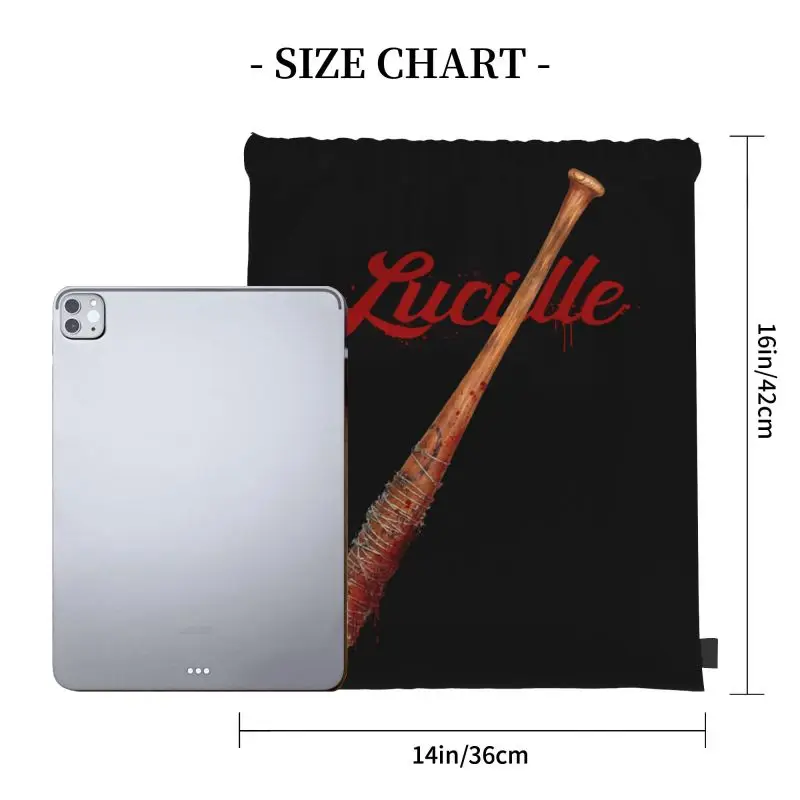 Walking Dead Negan Lucille And Bloody Baseball Bat Savior Drawstring Bags Gym Bag Vintage Clothes Backpacks