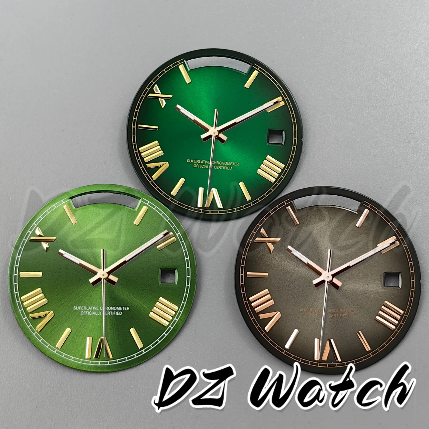 Sunberts Dial 29MM Green Gradient Watch Dial Gold Roman Edge Hands Day Calendar Date Fit MIYOTA 8285 Movement Men's Watch Parts