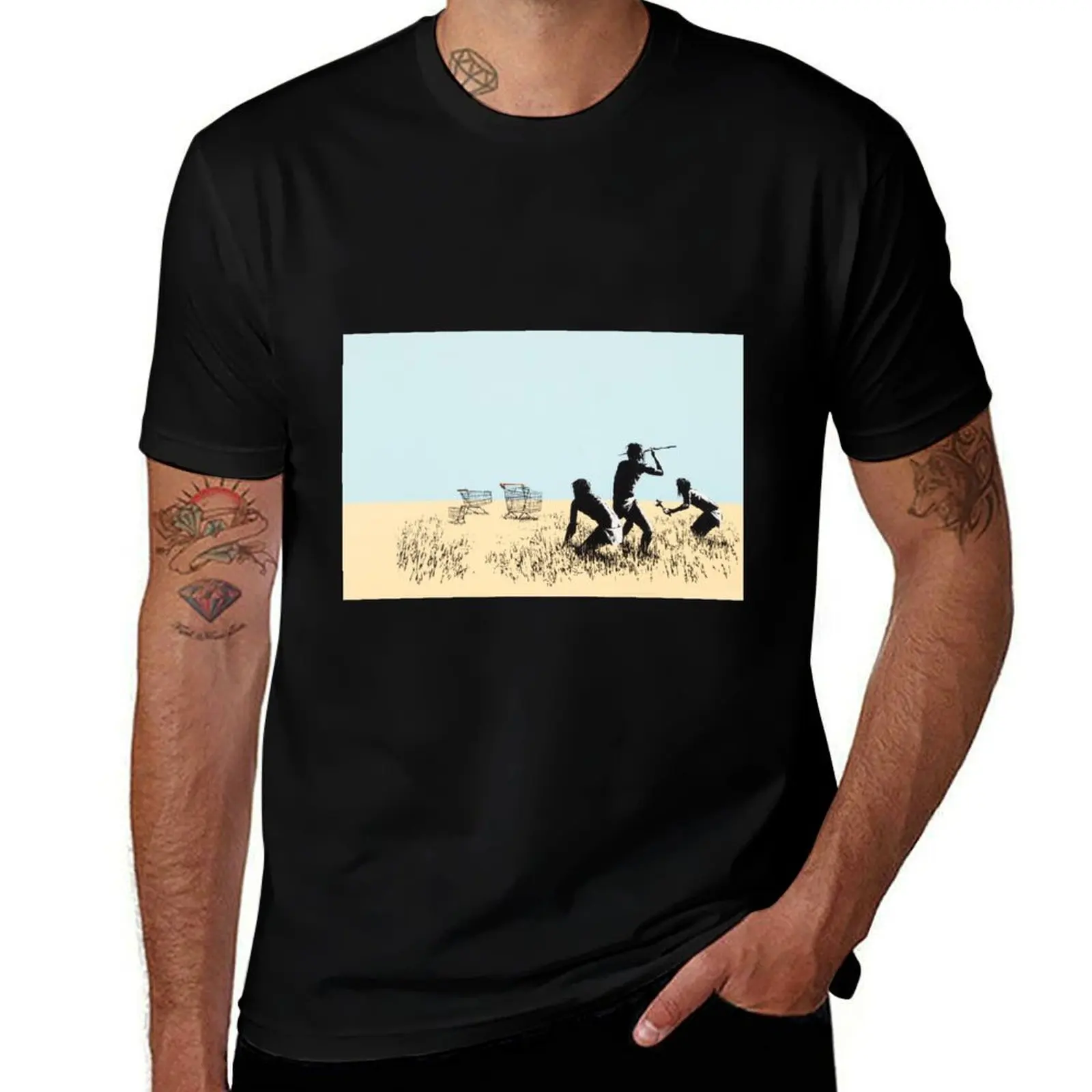 Banksy Trolley Hunters Art T-Shirt valentines boutique clothes customizeds men t shirt