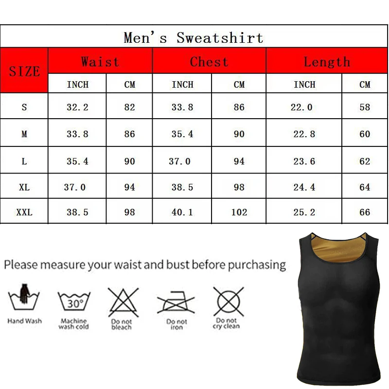 Men Sauna Suit Body Shaper Sweat Vest Waist Trainer Corset Fat Burn Tank Tops Slimming Workout Shirt Gym Fitness Shapewear