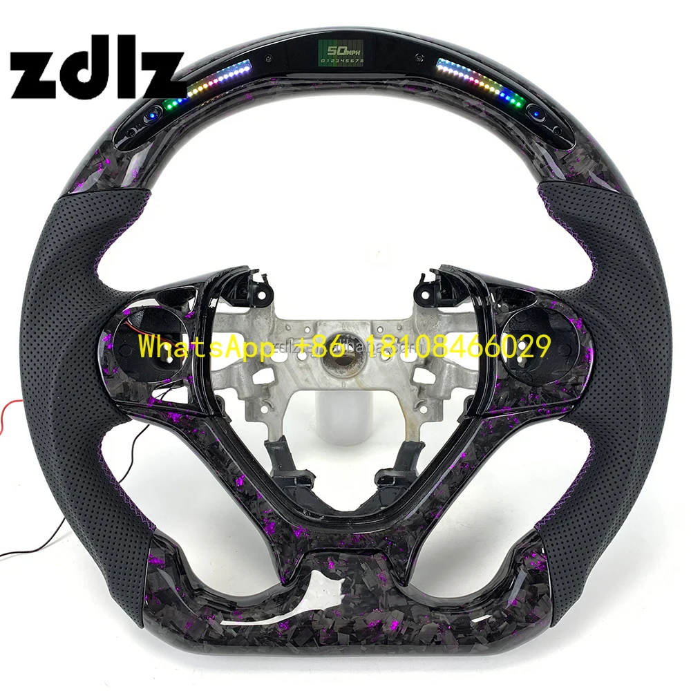 

Индивидуальный светодиодный фиолетовый порошковый руль из кованого углеродного волокна для Honda Civic 9-го поколения 2012-2016 автомобильный руль