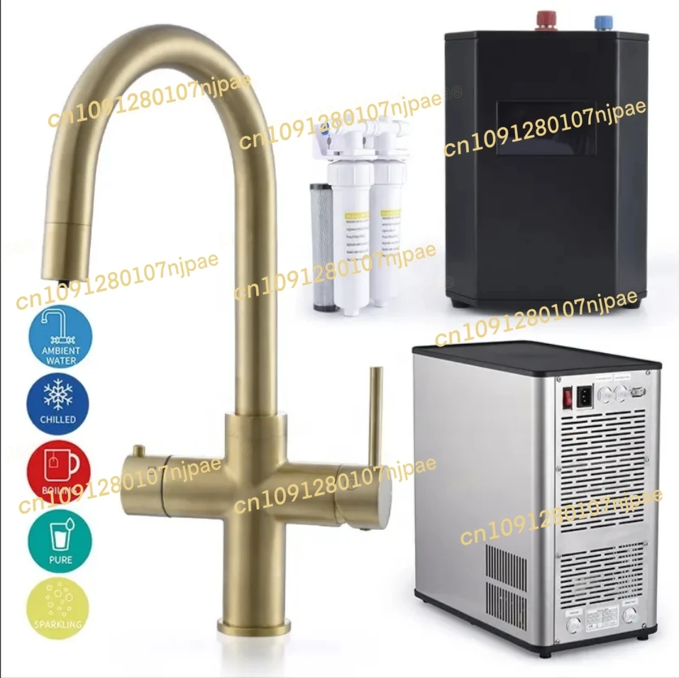 

3 4 5 in 1 Filter Chilled Sparkling Boiling Water Brass Instant Hot Faucet Brushed Gold Boiling Water