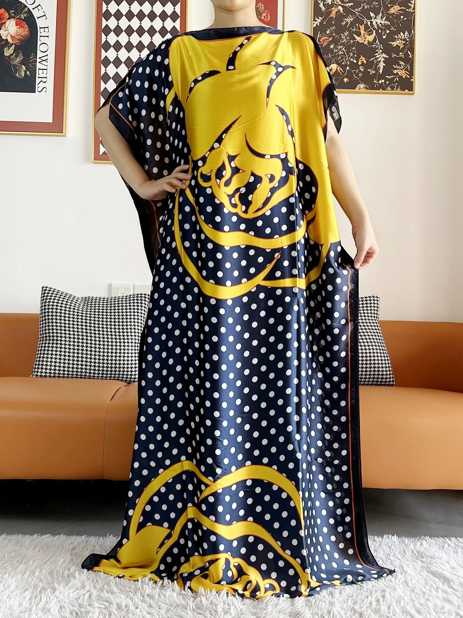 Abayas dla kobiet 2023 nadrukowane jedwabne miękki luźny Femme szata muzułmańska letnia modna odzież afrykańska Islam sukienki damskie z szalikami